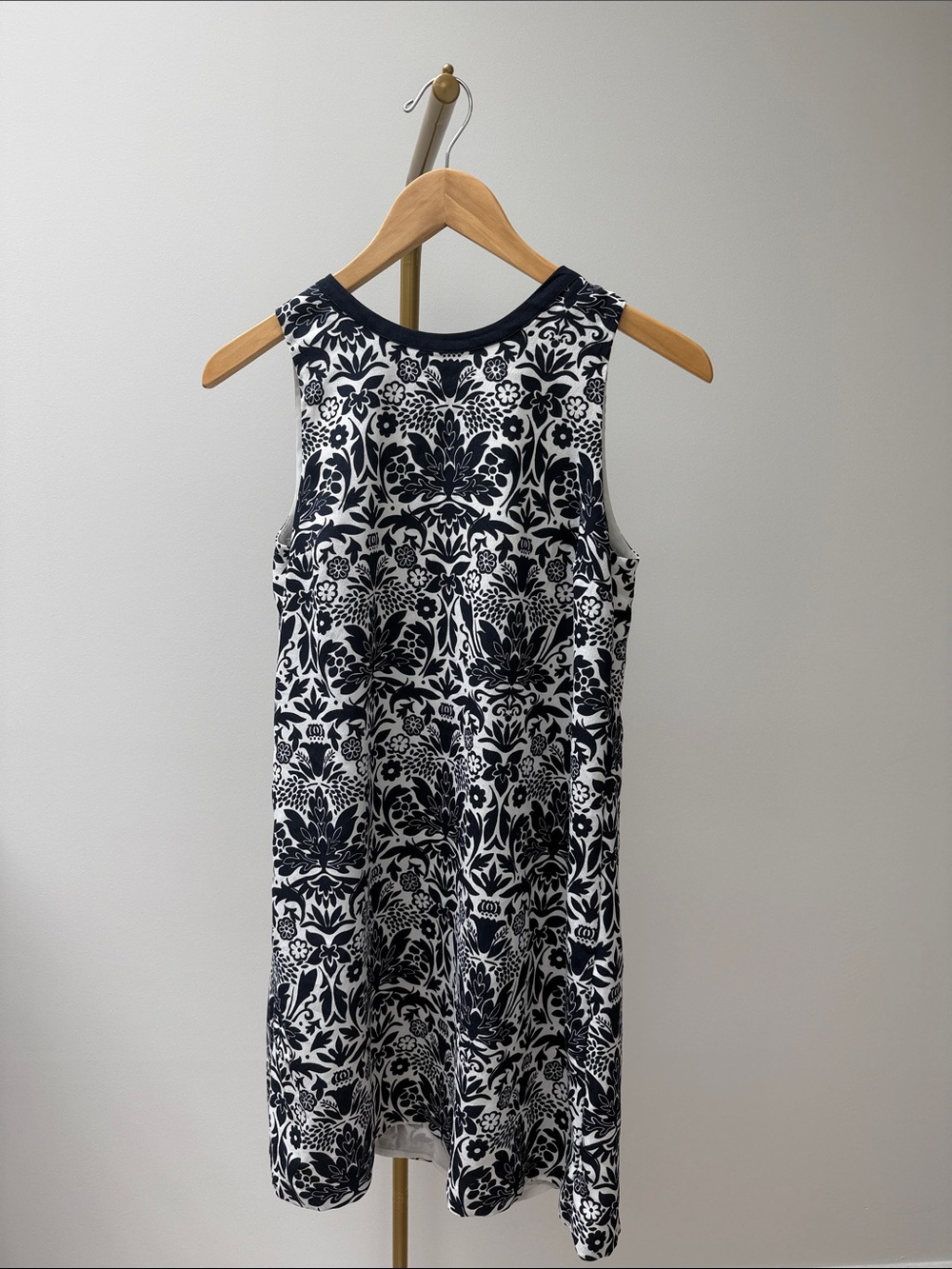 Loft Sleeveless Shift Dress White Navy XS
